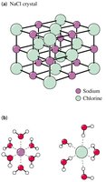 NaCl crystal and solvation spheres in water