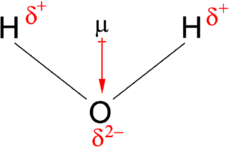 Water molecule showing dipole moment