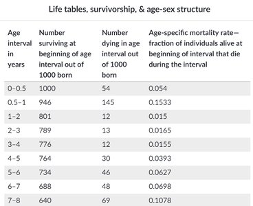 Life table example