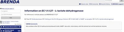 BRENDA database screenshot