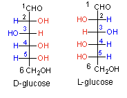 D- and L-glucose comparison