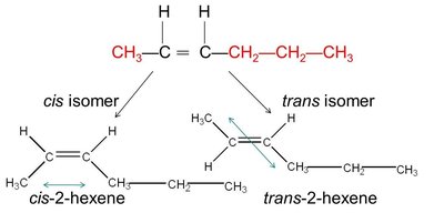 cis-2-hexene and trans-2-hexene
