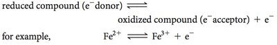 Redox half-reactions and standard reduction potentials