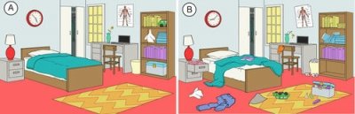 Comparison of an organized and messy room as an analogy for entropy