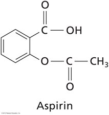 Structure of aspirin (acetylsalicylic acid)