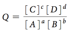 Reaction quotient equation