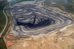 Aerial view of a strip mine