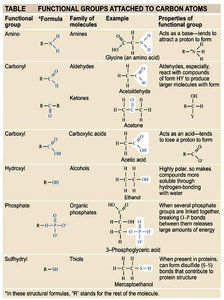 Functional groups table