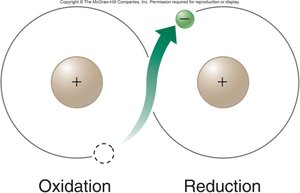 Diagram illustrating oxidation and reduction (electron transfer)