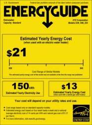 Energy guide label for energy-efficient appliances