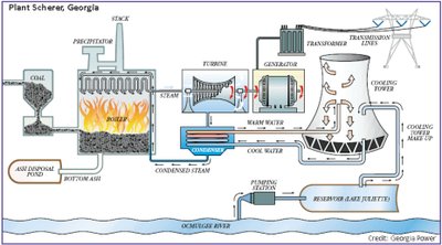 Diagram of coal-fired electricity generation plant