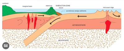 Subduction zone and plate tectonics cross-section