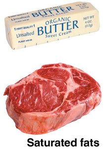Saturated fats: butter and steak