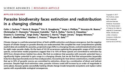 Research article on parasite biodiversity and climate change