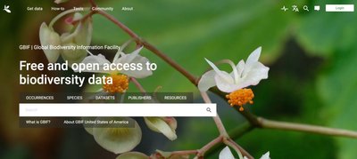 Screenshot of the Global Biodiversity Information Facility (GBIF) website