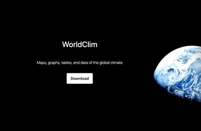 Screenshot of the WorldClim climate data website