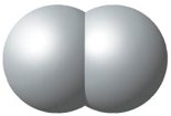 Space-filling model of a hydrogen molecule (H2)
