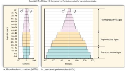 Age structure diagrams: developed vs. developing countries