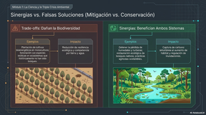 Comparación visual de trade-offs y sinergias en soluciones ambientales