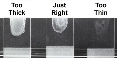 Examples of smear thickness: too thick, just right, too thin