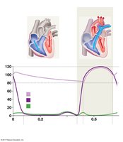 Cardiac cycle and blood pressure graph