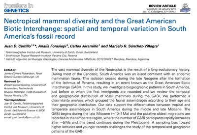 Review article on Neotropical mammal diversity and the Great American Biotic Interchange