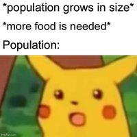 Population grows, more food needed meme