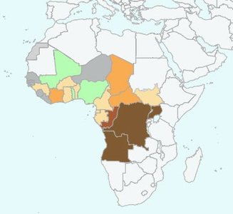 Map of African sleeping sickness prevalence