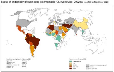 Global map of cutaneous leishmaniasis endemicity