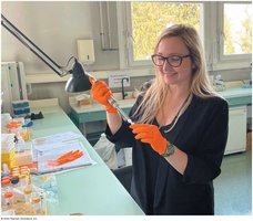 Researcher in glycobiology laboratory