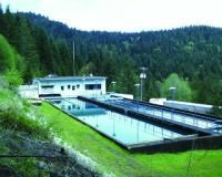 Water treatment facility in a forested area