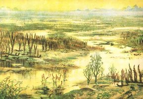 Artistic depiction of early land plants