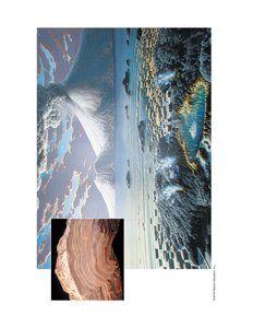 Depiction of early Earth and fossil stromatolites