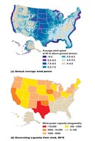 U.S. wind speed and wind power capacity maps