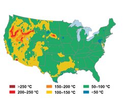 Geothermal resource map of the United States
