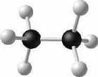 Ball-and-stick model of ethane, showing tetrahedral geometry