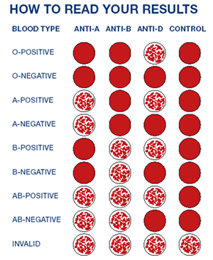 How to read Eldon card blood typing results