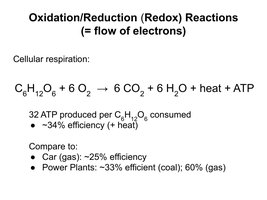 Cellular respiration and redox reactions