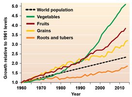 Growth of world population and crop production since 1960