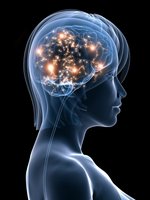 Illustration of brain activity in a human head