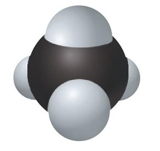 Space-filling model of methane