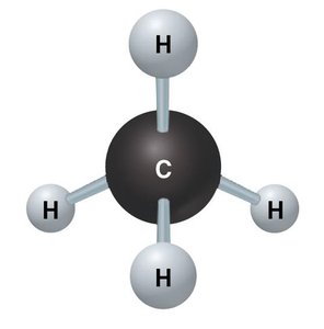 Ball-and-stick model of methane
