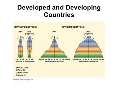 Population pyramids for developed and developing countries