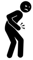 Person with stomach pain (lactose intolerance)