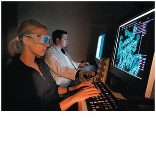 Scientist visualizing protein structure on a computer