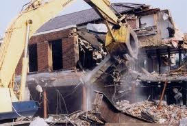 Demolition representing catabolic reactions