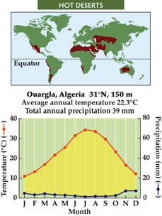 Climate graph for a hot desert