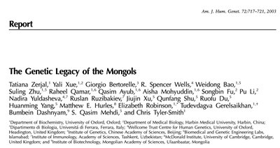 The Genetic Legacy of the Mongols
