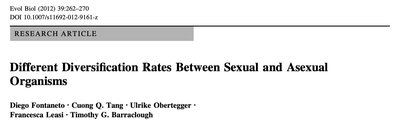 Comparison of diversification rates between sexual and asexual organisms