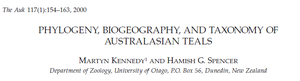 Title of a scientific article on Australasian teals